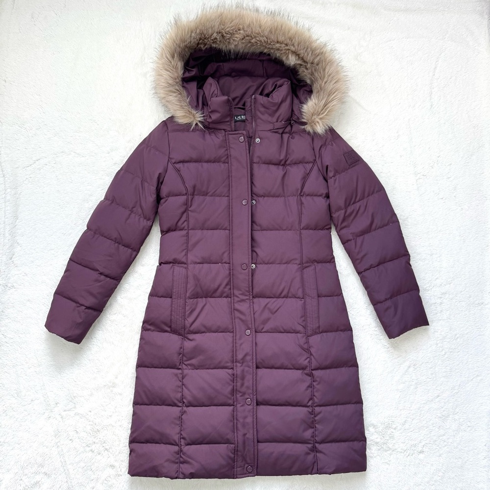 Lauren Ralph Lauren Puffer Parka Coat Jacket Women’s XS‎ Purple Down Feather